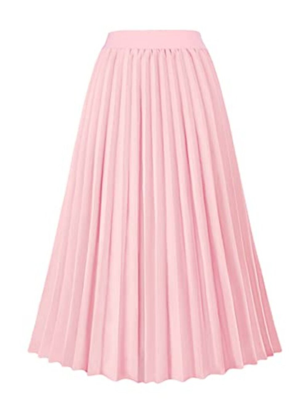 Women's High Waist Pleated A-Line Swing Midi Skirt Flowy Cotton Blend